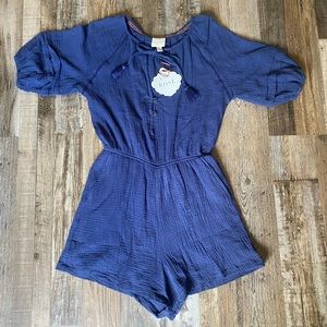 Knox rose, navy blue romper